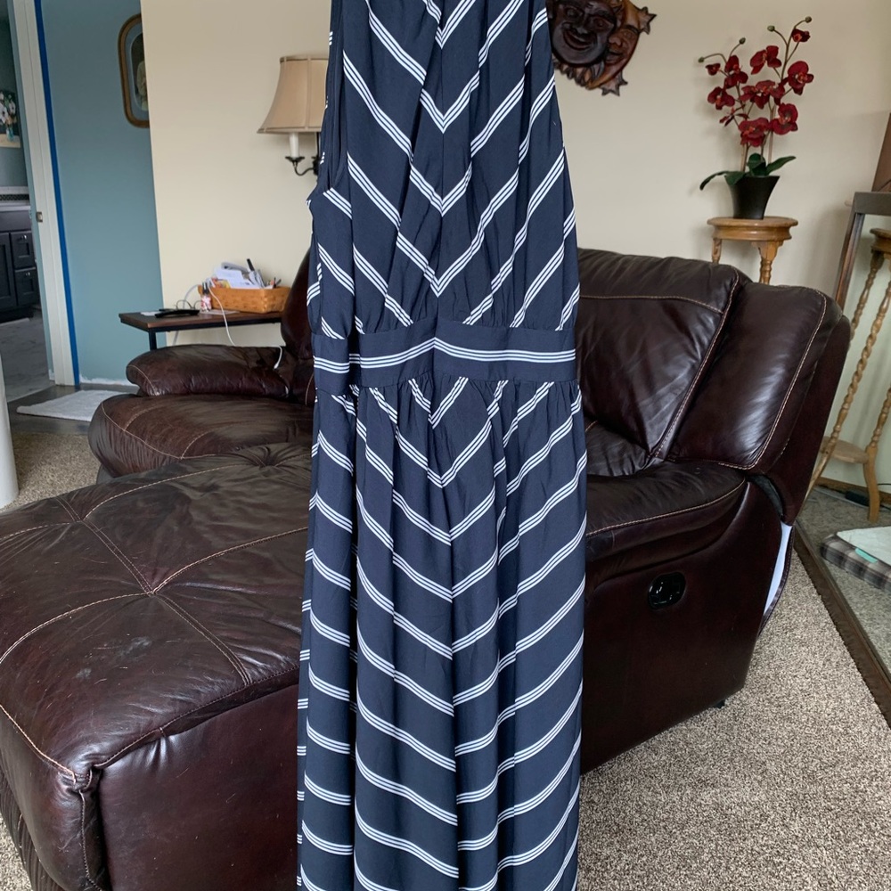 Ann Taylor Factory Black Dress with White Stripes